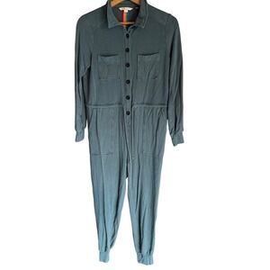 Boden Women's 10P Olive Jumpsuit Jersey Knit Button Front
